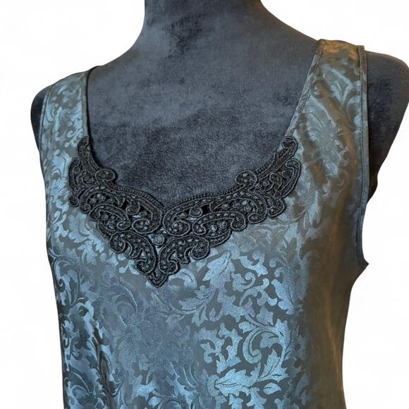 Vintage black jacquard tank top S whimsygoth - Picture 3 of 8